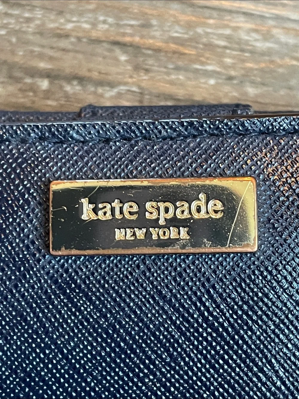 Kate Spade Women’s Dark Blue Medium Bifold Zip Wallet